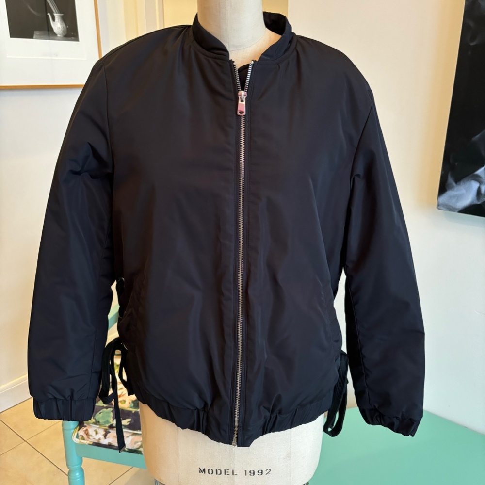 Zara Women's "trf_outerwear Black Puffer Bomber Jacket with Side Ties"